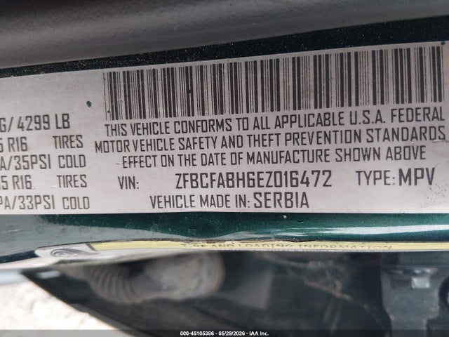 ZFBCFABH6EZ016472 Fiat 500l Easy