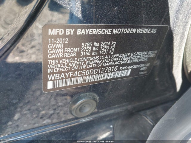 45105403 :رقم المزاد ، WBAYF4C56DD127816 vin ، 2013 Bmw 740li Xdrive مزاد بيع