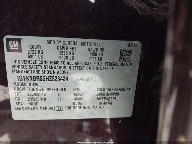 Aukcja sprzedaży 2017 Cadillac Xt5 Luxury, vin: 1GYKNBRS5HZ323424, numer aukcji: 45105409