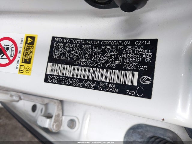 Продаж на аукціоні авто 2014 Lexus Es 350, vin: JTHBK1GG4E2119093, номер лоту: 45105497