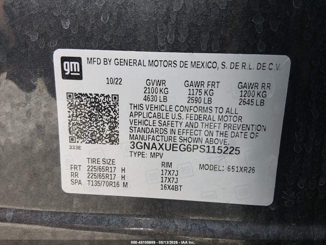 3GNAXUEG6PS115225 Chevrolet Equinox Awd Lt