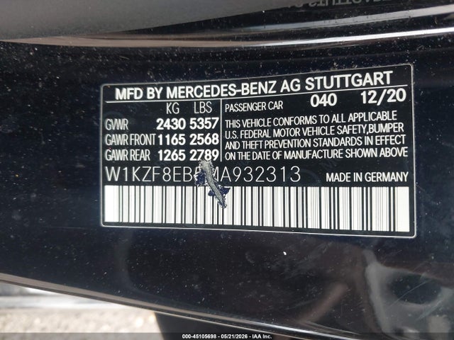 Продаж на аукціоні авто 2021 Mercedes-benz E 350 4matic, vin: W1KZF8EB5MA932313, номер лоту: 45105698