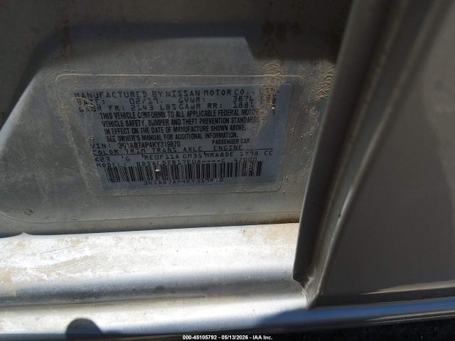 3N1AB7AP4KY319870 Nissan SENTRA SV