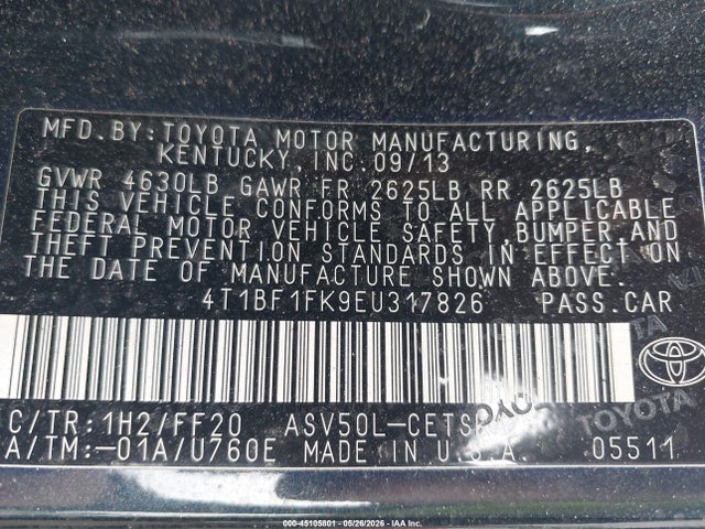 Продаж на аукціоні авто 2014 Toyota Camry Se, vin: 4T1BF1FK9EU317826, номер лоту: 45105801