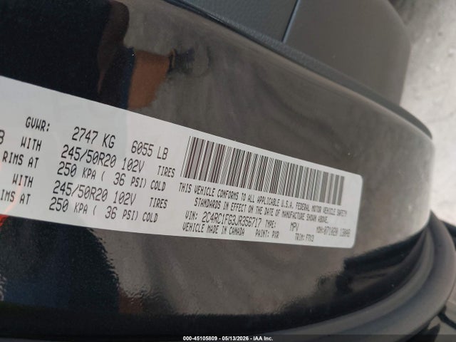 45105809 :رقم المزاد ، 2C4RC1FG3JR356717 vin ، 2018 Chrysler Pacifica Touring Plus مزاد بيع