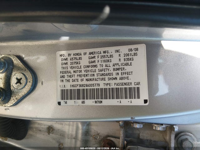 Продаж на аукціоні авто 2009 Honda Accord 3.5 Ex-l, vin: 1HGCP36829A005779, номер лоту: 45105820
