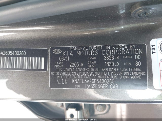 2011 Kia Forte Ex მანქანა იყიდება აუქციონზე, vin: KNAFU5A26B5430260, აუქციონის ნომერი: 45105823
