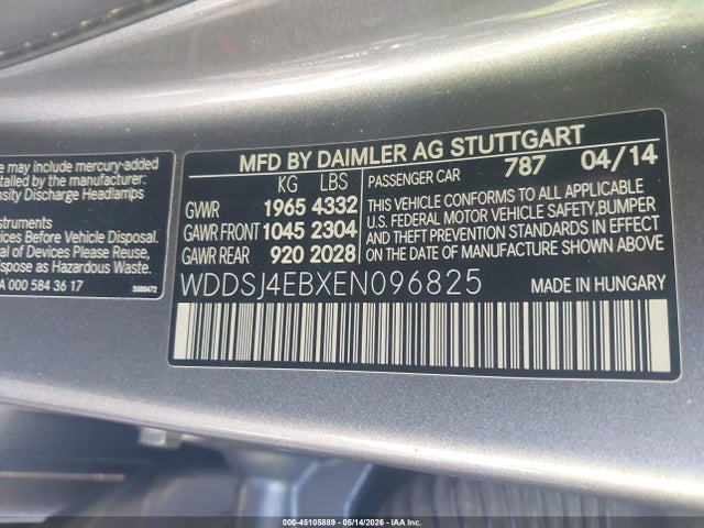45105889 :رقم المزاد ، WDDSJ4EBXEN096825 vin ، 2014 Mercedes-benz Cla 250 مزاد بيع