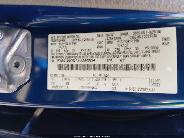 45105913 :رقم المزاد ، 1FMCU0GD7JUA63094 vin ، 2018 Ford Escape Se مزاد بيع