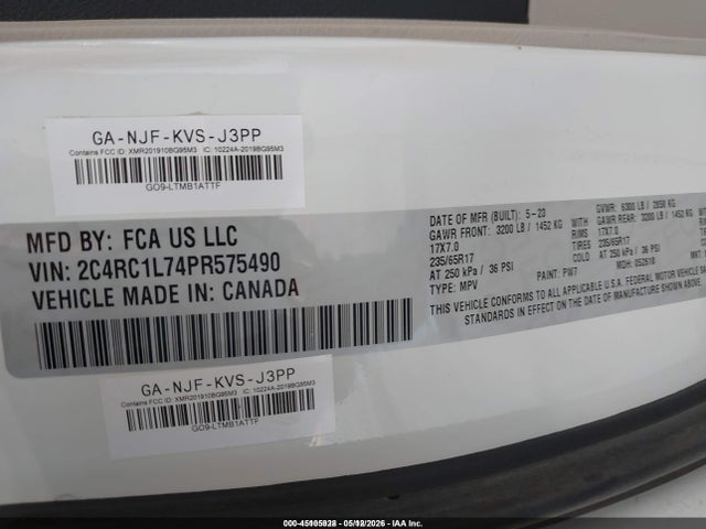Aukcja sprzedaży 2023 Chrysler Pacifica Hybrid Touring L, vin: 2C4RC1L74PR575490, numer aukcji: 45105928