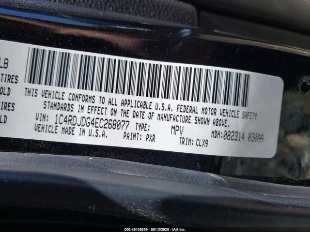 Продаж на аукціоні авто 2014 Dodge Durango Limited, vin: 1C4RDJDG4EC268077, номер лоту: 45105959