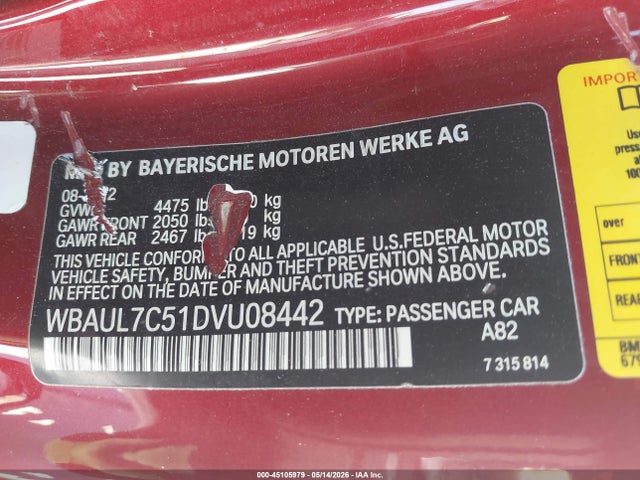 Продажа на аукционе авто 2013 Bmw 128i, vin: WBAUL7C51DVU08442, номер лота: 45105979