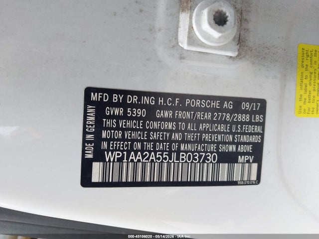 Продаж на аукціоні авто 2018 Porsche Macan, vin: WP1AA2A55JLB03730, номер лоту: 45106020