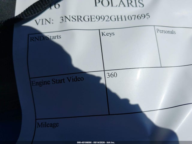 Auction sale of the 2016 Polaris General 1000 Eps, vin: 3NSRGE992GH107695, lot number: 45106090
