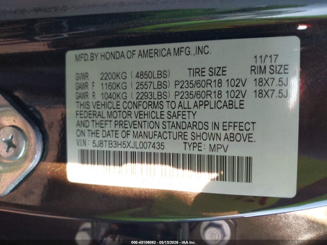 Продаж на аукціоні авто 2018 Acura Rdx Technology   Acurawatch Plus Packages/technology Package, vin: 5J8TB3H5XJL007435, номер лоту: 45106092