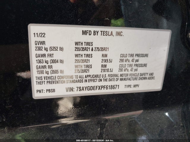 Aukcja sprzedaży 2023 Tesla Model Y Performance Dual Motor All-wheel Drive, vin: 7SAYGDEFXPF618671, numer aukcji: 45106117