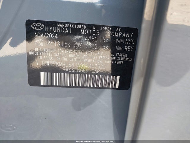 Aukcja sprzedaży 2025 Hyundai Sonata Sel, vin: KMHL64JA9SA462625, numer aukcji: 45106276
