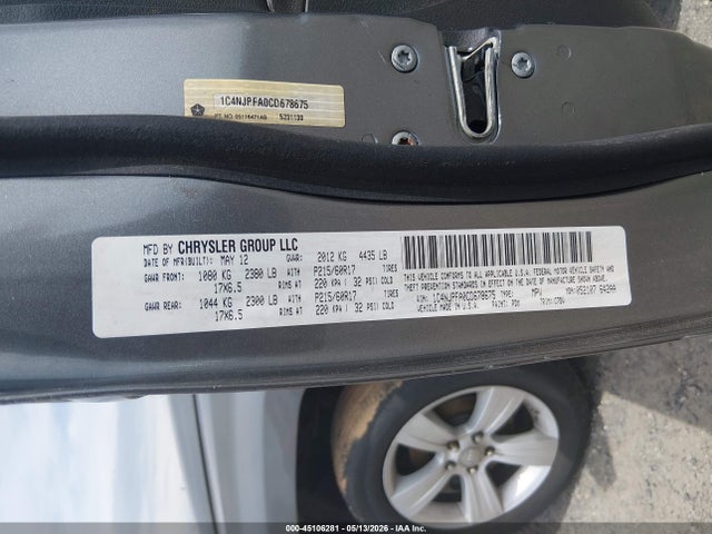 Продажа на аукционе авто 2012 Jeep Patriot Latitude, vin: 1C4NJPFA0CD678675, номер лота: 45106281