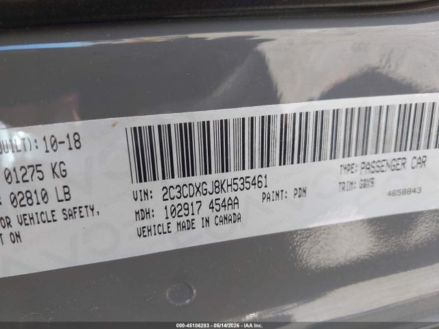 Продаж на аукціоні авто 2019 Dodge Charger Scat Pack Rwd, vin: 2C3CDXGJ8KH535461, номер лоту: 45106283