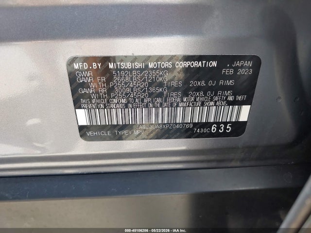Aukcja sprzedaży 2023 Mitsubishi Outlander Se 2.5 2wd/se Black Edition 2wd/se Special Edition 2wd, vin: JA4J3UA8XPZ040769, numer aukcji: 45106286