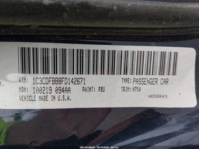 Aukcja sprzedaży 2015 Dodge Dart Sxt, vin: 1C3CDFBB8FD142671, numer aukcji: 45106336