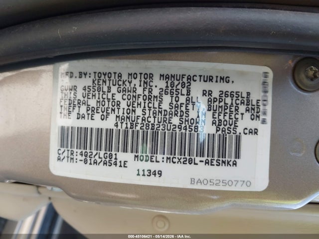 Aukcja sprzedaży 2003 Toyota Avalon Xl, vin: 4T1BF28B23U294583, numer aukcji: 45106421