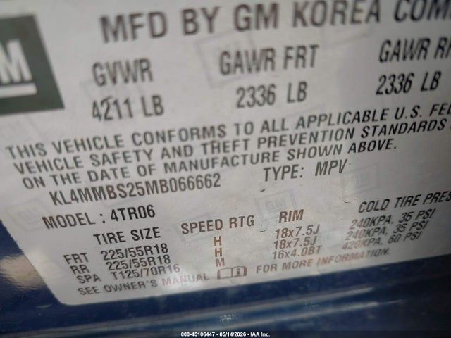 Aukcja sprzedaży 2021 Buick Encore Gx Fwd Preferred, vin: KL4MMBS25MB066662, numer aukcji: 45106447