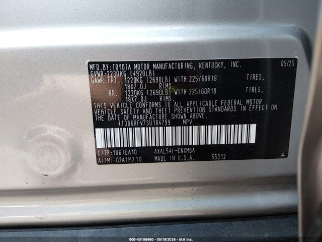 Aukcja sprzedaży 2025 Toyota Rav4 Hybrid Xle Premium, vin: 4T3B6RFV7SU184799, numer aukcji: 45106460
