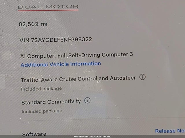 Продажа на аукционе авто 2022 Tesla Model Y Performance Dual Motor All-wheel Drive, vin: 7SAYGDEF5NF398322, номер лота: 45106484