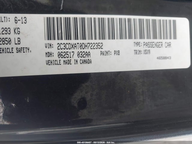 Продаж на аукціоні авто 2013 Dodge Charger Police, vin: 2C3CDXAT0DH722352, номер лоту: 45106487