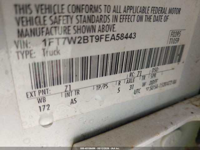 Ford F-250 Xl 2015 1FT7W2BT9FEA58443 Image 9
