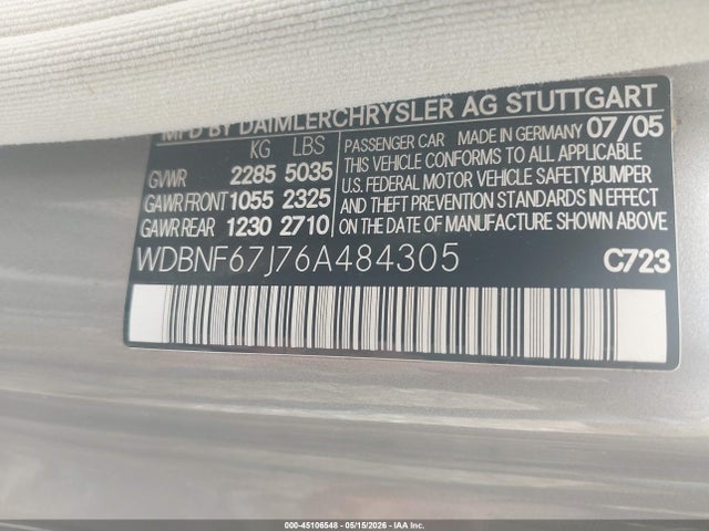 Продаж на аукціоні авто 2006 Mercedes-benz S 350, vin: WDBNF67J76A484305, номер лоту: 45106548