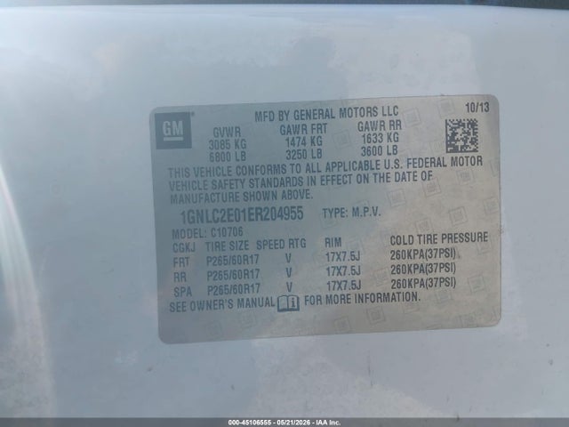 1GNLC2E01ER204955 Chevrolet Tahoe Commercial Fleet