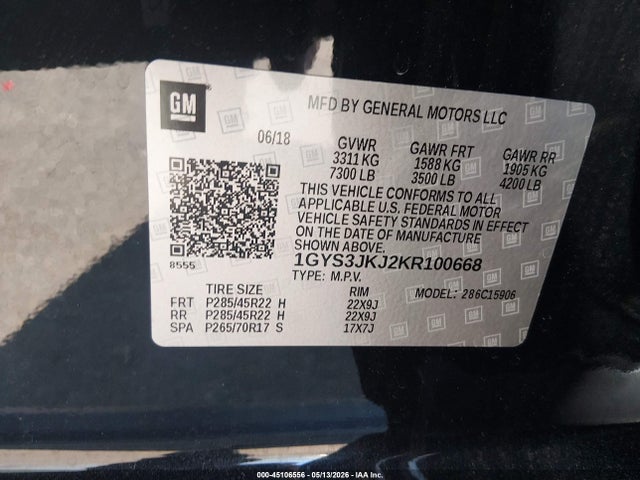 Aukcja sprzedaży 2019 Cadillac Escalade Esv Premium Luxury, vin: 1GYS3JKJ2KR100668, numer aukcji: 45106556