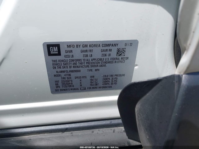 2022 Buick Encore Gx Fwd Essence მანქანა იყიდება აუქციონზე, vin: KL4MMFSL4NB090680, აუქციონის ნომერი: 45106736