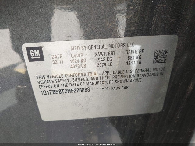 Chevrolet MALIBU LS 2017 1G1ZB5ST2HF228833 Image 9