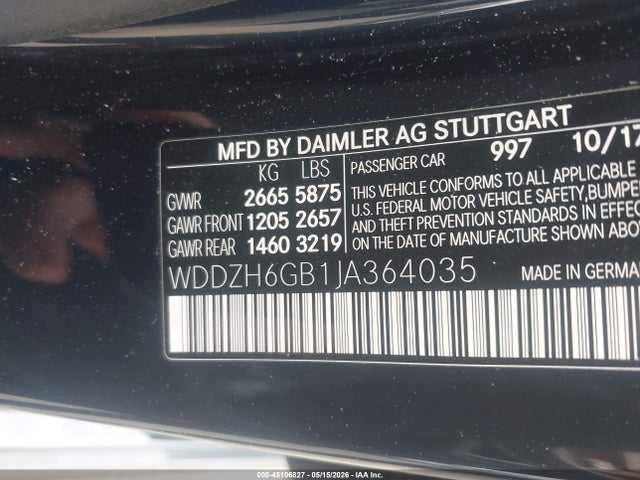 Aukcja sprzedaży 2018 Mercedes-benz E 400 4matic, vin: WDDZH6GB1JA364035, numer aukcji: 45106827