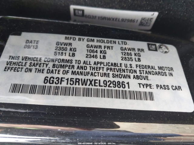 Aukcja sprzedaży 2014 Chevrolet Ss, vin: 6G3F15RWXEL929861, numer aukcji: 45106846