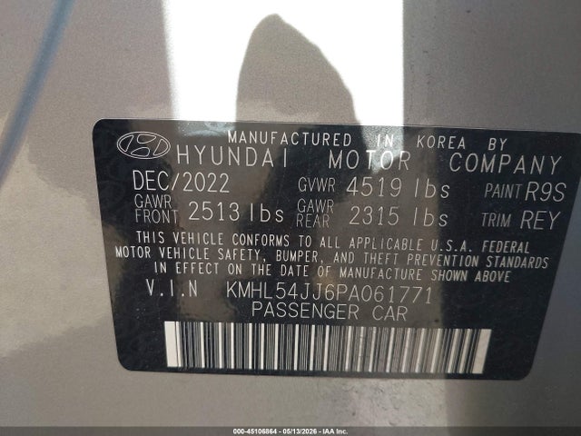 45106864 :رقم المزاد ، KMHL54JJ6PA061771 vin ، 2023 Hyundai Sonata Hybrid Limited مزاد بيع