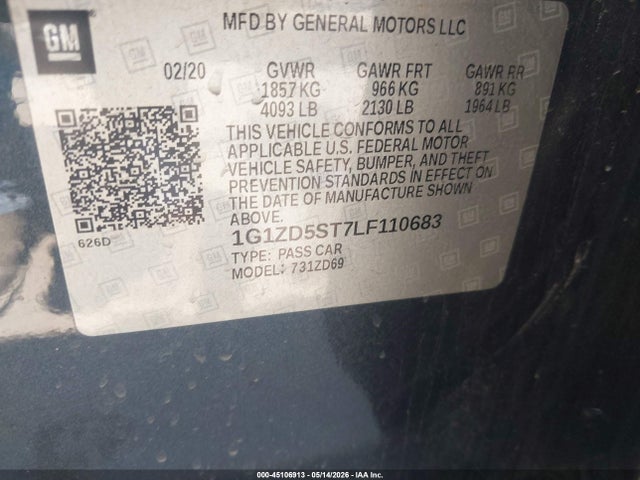 1G1ZD5ST7LF110683 Chevrolet Malibu Fwd Lt