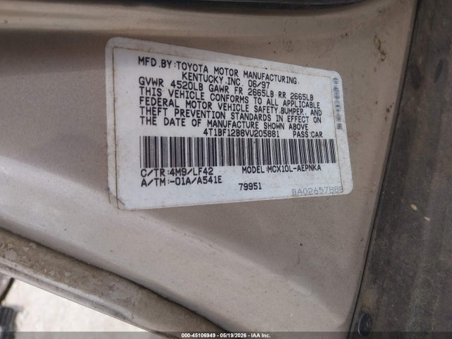 Aukcja sprzedaży 1997 Toyota Avalon Xl, vin: 4T1BF12B8VU205881, numer aukcji: 45106949