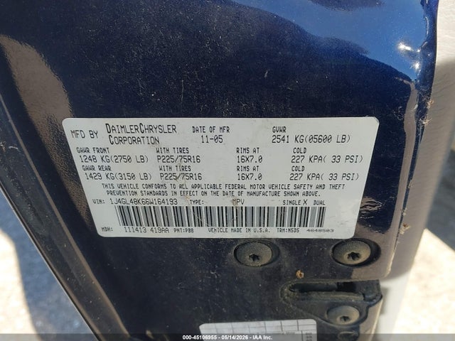 Продаж на аукціоні авто 2006 Jeep Liberty Sport, vin: 1J4GL48K66W164193, номер лоту: 45106955