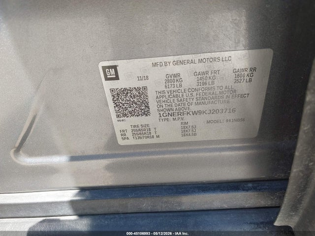 Aukcja sprzedaży 2019 Chevrolet Traverse Ls, vin: 1GNERFKW9KJ203716, numer aukcji: 45106993