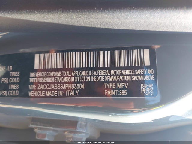 Aukcja sprzedaży 2018 Jeep Renegade Latitude Fwd, vin: ZACCJABB3JPH83504, numer aukcji: 45107026