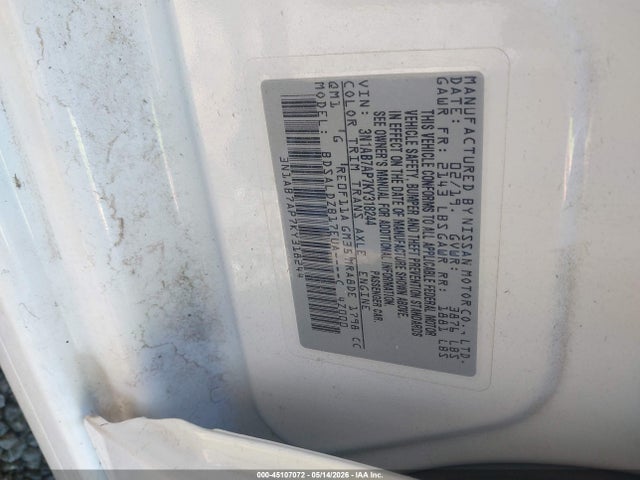 Aukcja sprzedaży 2019 Nissan Sentra Sv, vin: 3N1AB7AP7KY318244, numer aukcji: 45107072