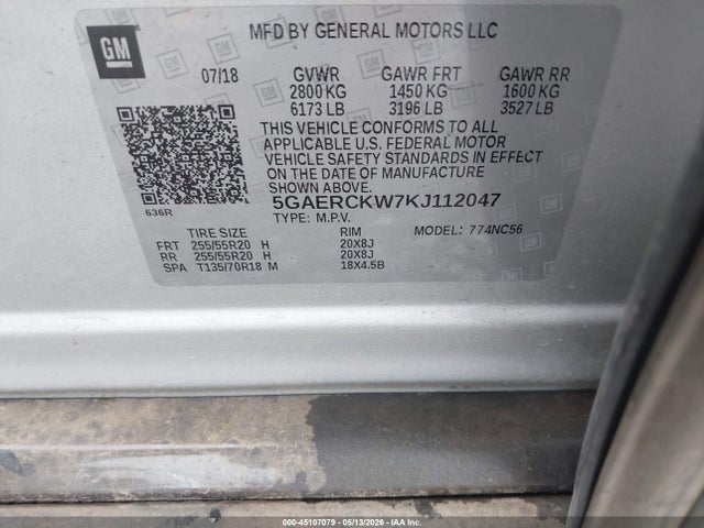 Продаж на аукціоні авто 2019 Buick Enclave Fwd Premium, vin: 5GAERCKW7KJ112047, номер лоту: 45107079