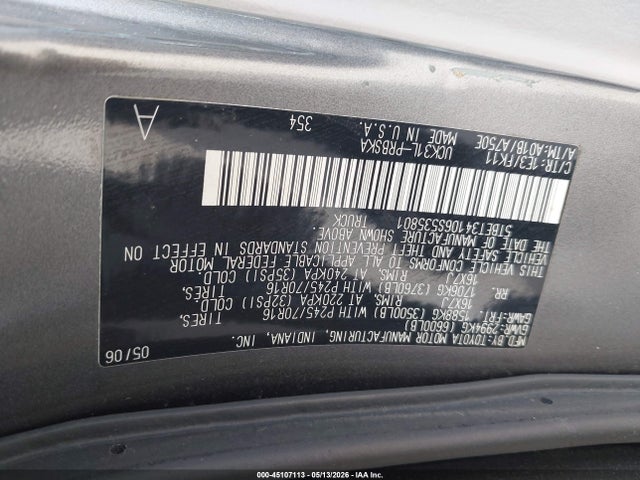 Продаж на аукціоні авто 2006 Toyota Tundra Sr5 V8, vin: 5TBET34106S535801, номер лоту: 45107113