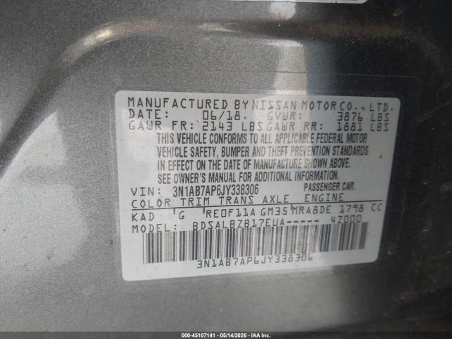 Nissan SENTRA S 2018 3N1AB7AP6JY338306 Image 9