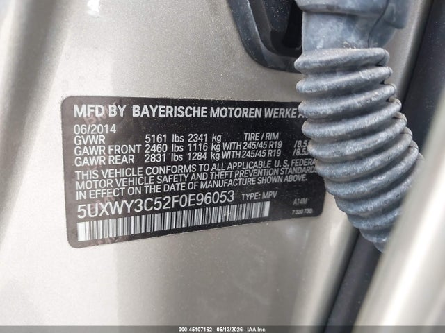 BMW X3 Xdrive28d 2015 5UXWY3C52F0E96053 Image 9
