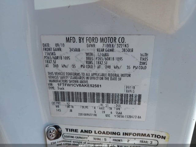 Aukcja sprzedaży 2013 Ford F-150 Lariat, vin: 1FTFW1ET2DKE26669, numer aukcji: 45107218